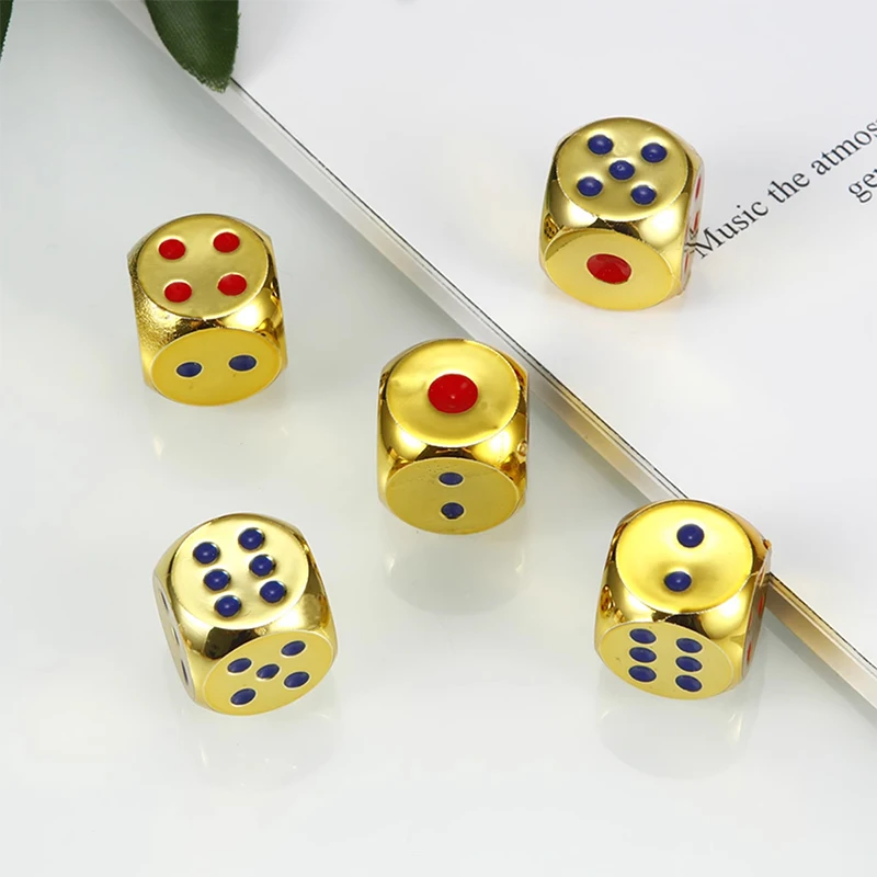 5 teile/satz Metall würfel Set mit Metall Aufbewahrung koffer Gold/Silber 6-seitige Spiel würfel für Brettspiel 13mm – Detail 6