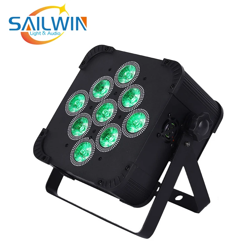 No Tax DMX512 9x18w RGBWAUV 6IN1 Battery Powered Remote Control Wedding Party Disco Stage Wireless Uplight Led Par Light