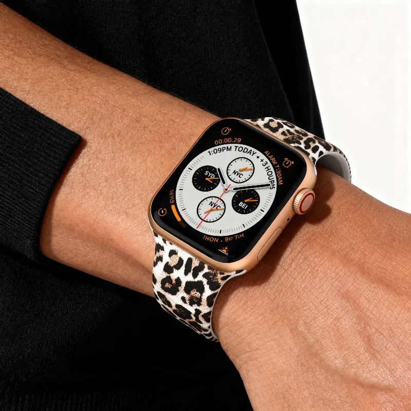 حزام سيليكون لساعة أبل باند 40 مللي متر 44 38 49 42 46 41 45 مللي متر سوار مطبوع ملون iWatch Series Ultra 10 9 8 7 se 6 5 4