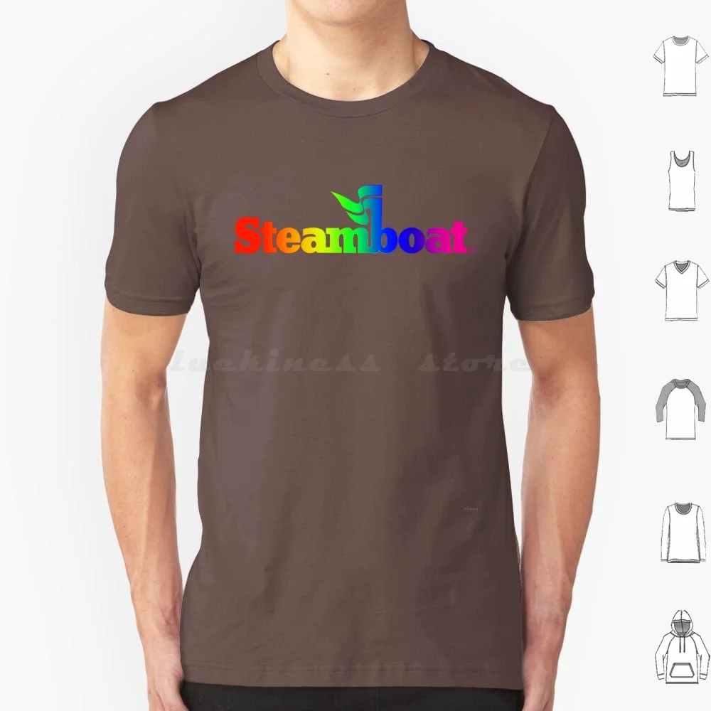 Rainbow Steamboat Resort , Colorado Mountain Resort T Shirt Big Size 100% Cotton Steamboat Steamboat Springs Rainbow Writing