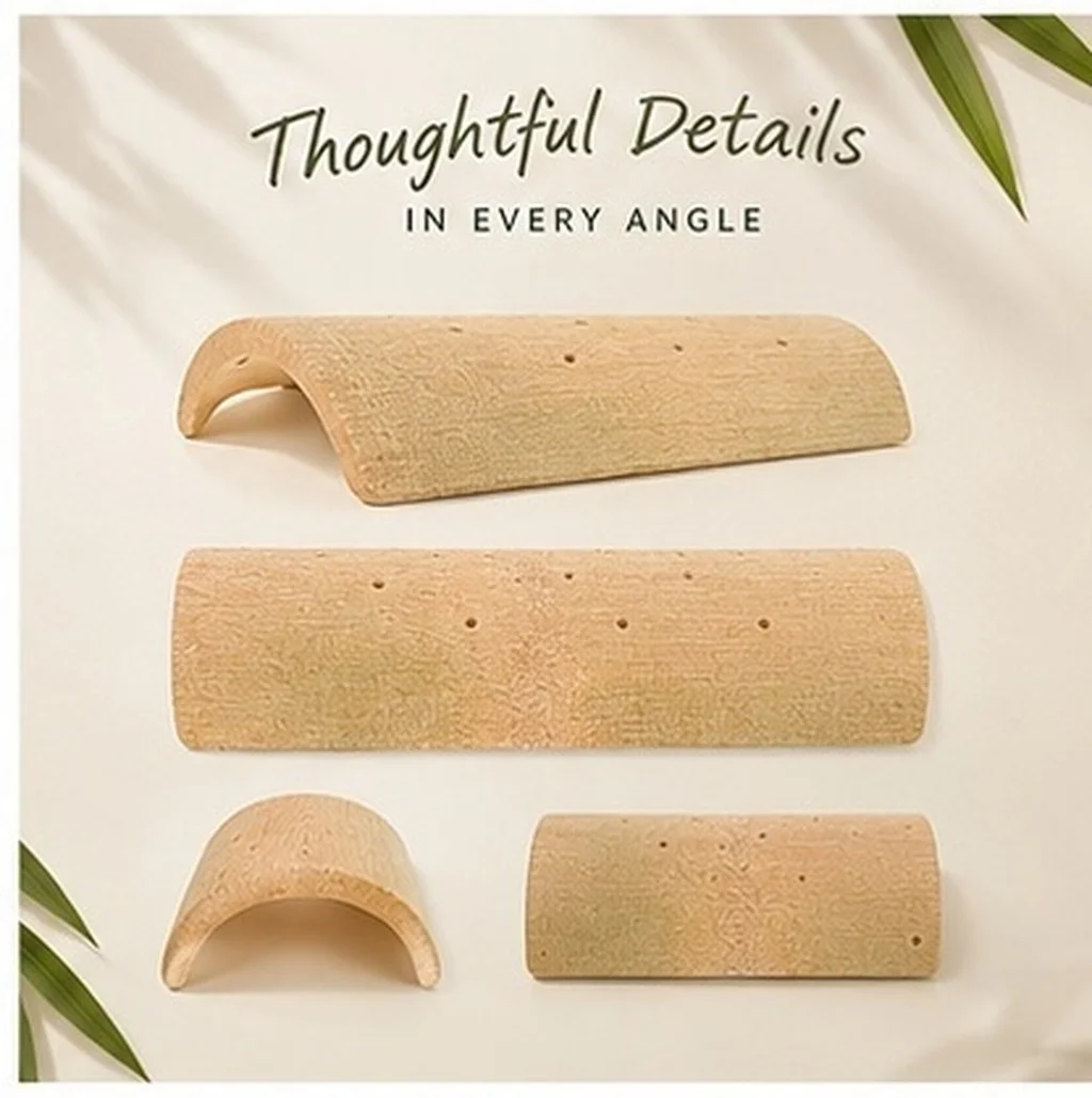 Handmade Bamboo Cervical Pillow Single Person Size Breathable Neck Support Wooden Sleeping Pillow Cooling Traditional