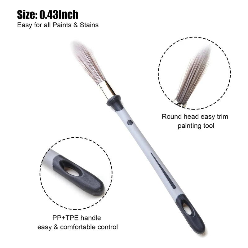 1Pcs Small Paint Brush, Paint Brushes For Walls, Touch Up, Baseboards, Paint Brush For House Wall Corners Grey