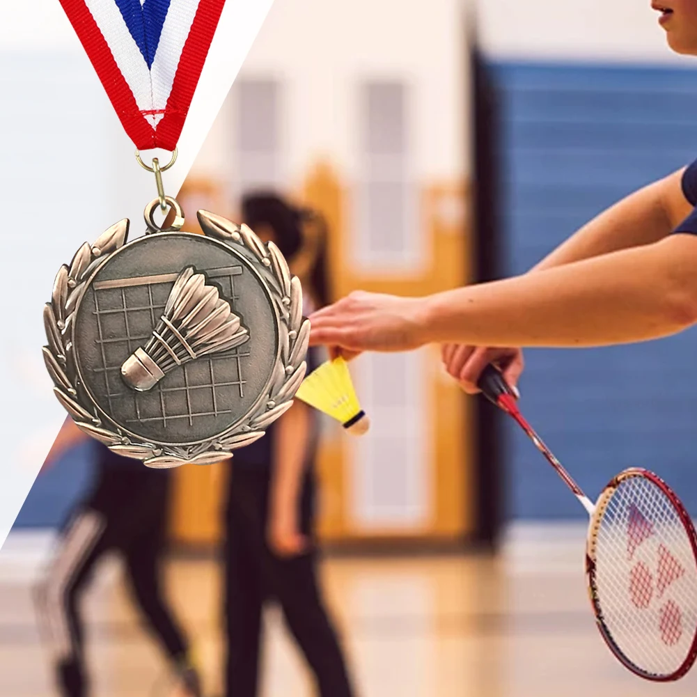 Medalla de bádminton de 5cm, medalla de oro/plata/bronce con cinta para el cuello, medallas de ganador de Metal, medallas de premio de bádminton para actividades de fiesta