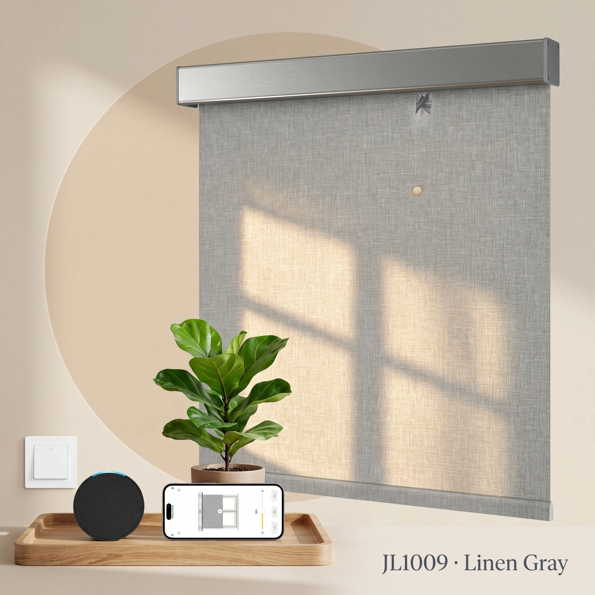 Pocageum Motorized Cordless Roller Blind Custom Size Custom Color Light Filtering Window Shade Remote Control Blackout for Home
