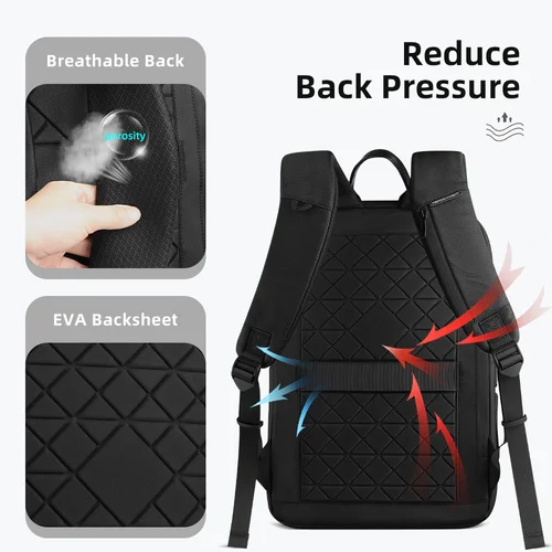 Imagen 2 del producto Mochila para ordenador portátil de negocios con carga USB Heroic Knight, mochila de viaje de gran capacidad con múltiples bolsillos, mochila impermeable a la moda para hombre