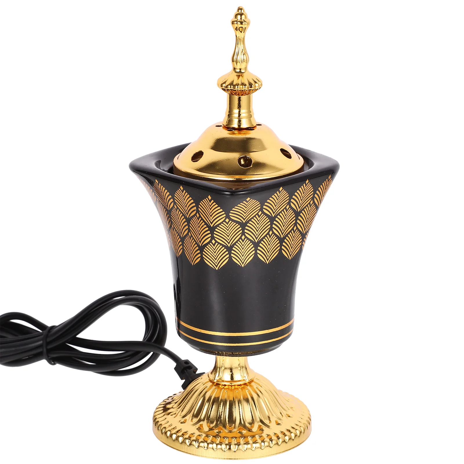 Electronic Incense Burner Office Oud with Black Design Iron Retro Ornament