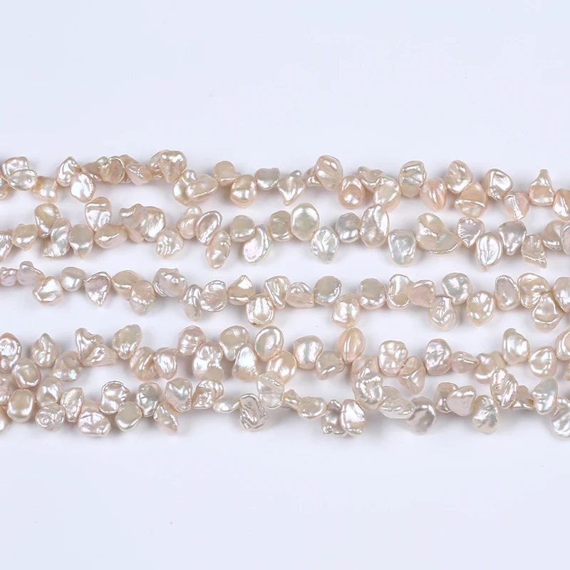 Natural pink top-drilled 8-9mm loose petal keshi pearl beads strands