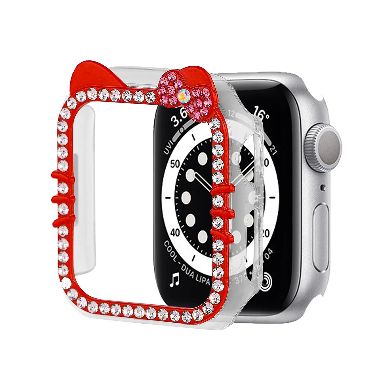 Cute diamond studded hollow case  for Apple Watch S10/S11 42/46mm 49mm Ultra 40 41 44 45mm girl's wear case PC material