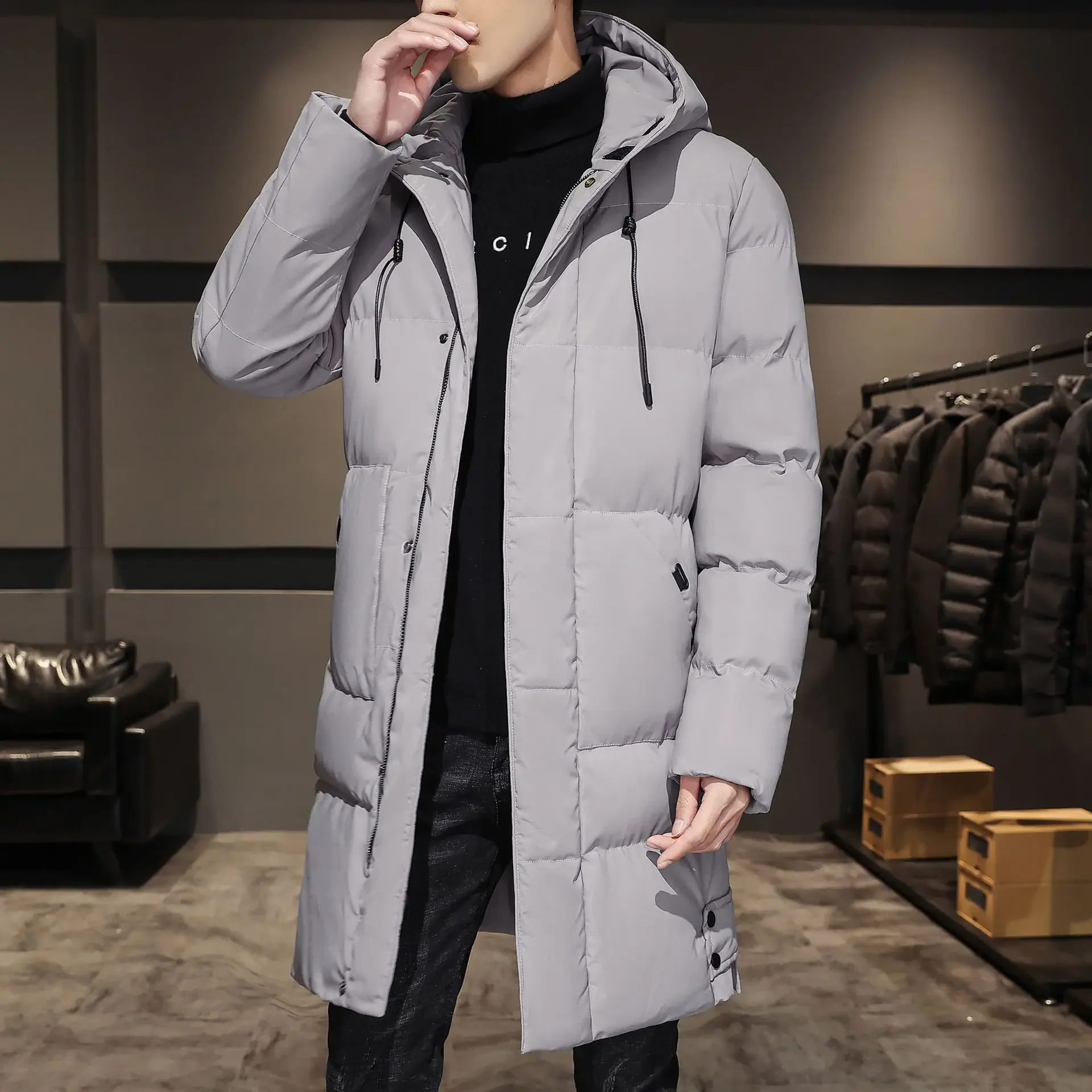 Men Long Down Jackets Winter Coats Chaquetas Men Hooded Casual Winter Coats And Jackets High Quality Male Black Warm Parkas