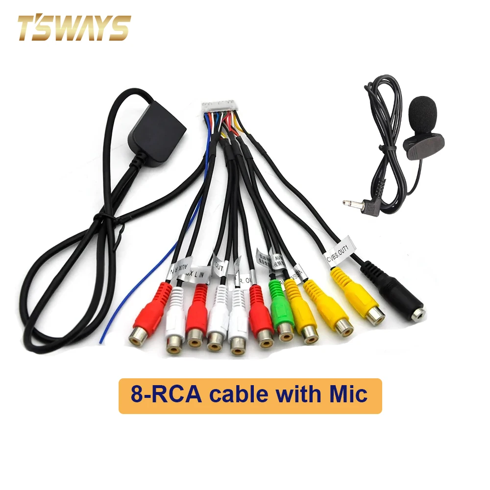 

tsway Car Line Multi-functional Output Cable RCA Output Wire Aux-in Adapter 3.5MM Female AV MIC Line For Car Head Unit CD Player