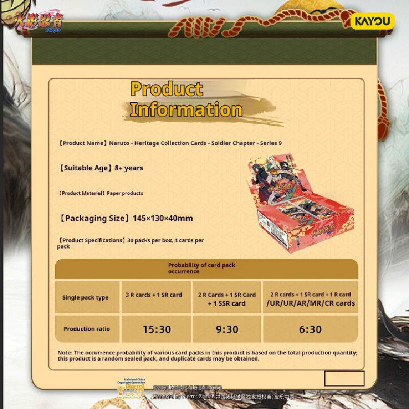 Kayou Naruto Collectible Trading Cards Official Authentic Volume 9 Inheritance Collection Anime Merchandise For Adult Collectors