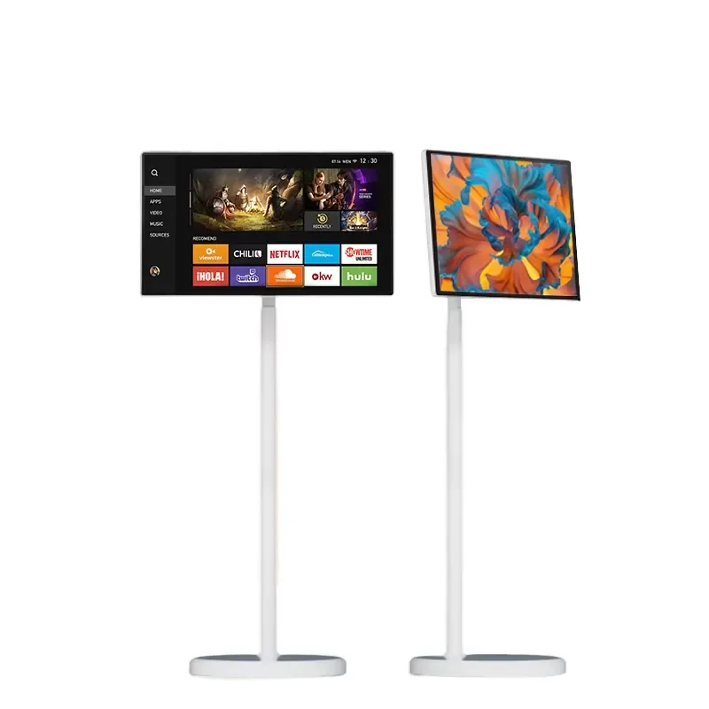 32 Inch Android Touch Screen Floor Standing Interactive Display Wireless Battery Portable Smart TV Digital Signage Kiosk