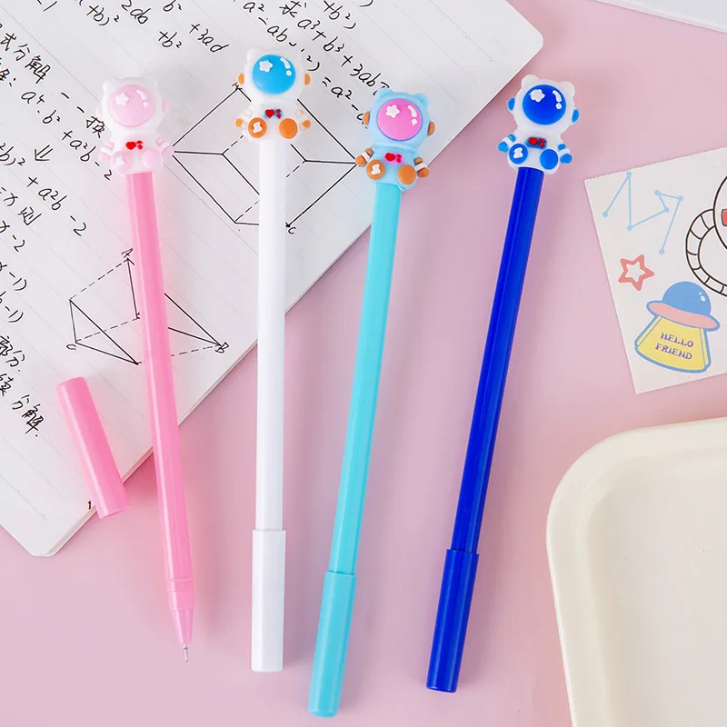 10Pcs/Lot Cute Colorful Bear Astronaut Space Neutral Pen 0.5mm Black Ink Writing Gel Pens Kids School Supplies Kawaii Stationery