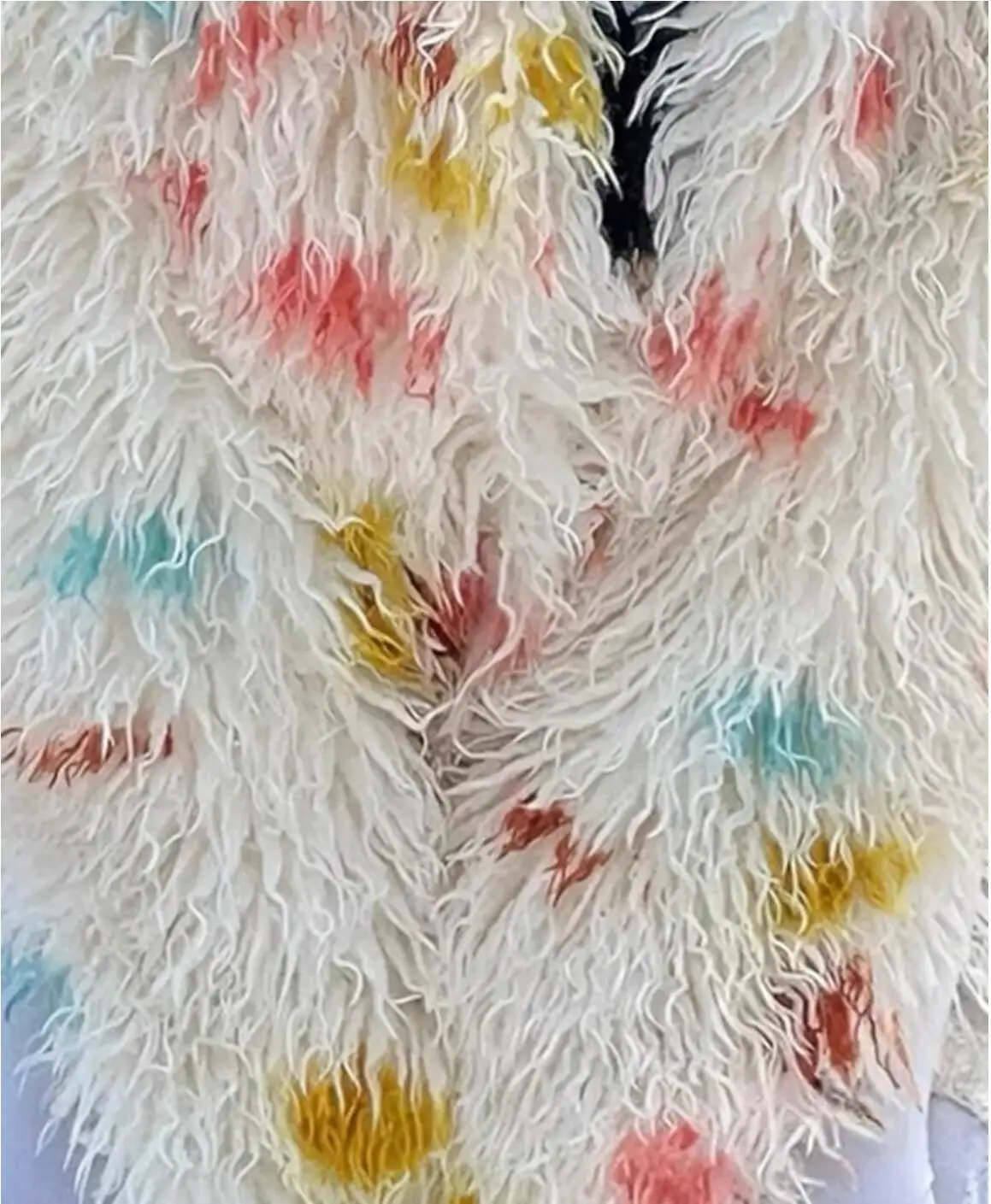 Winter Gekleurde Dot Tie Dye Lange Harige Shaggy Faux Bontjas Vrouwen Revers Kraag Harige Korte Losse Bovenkleding