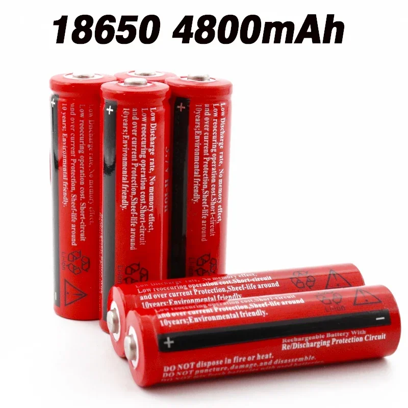 18650 Battery 3.7V  4800mAh Rechargeable Liion  for Led Flashlight Litio Voor   From Electronic