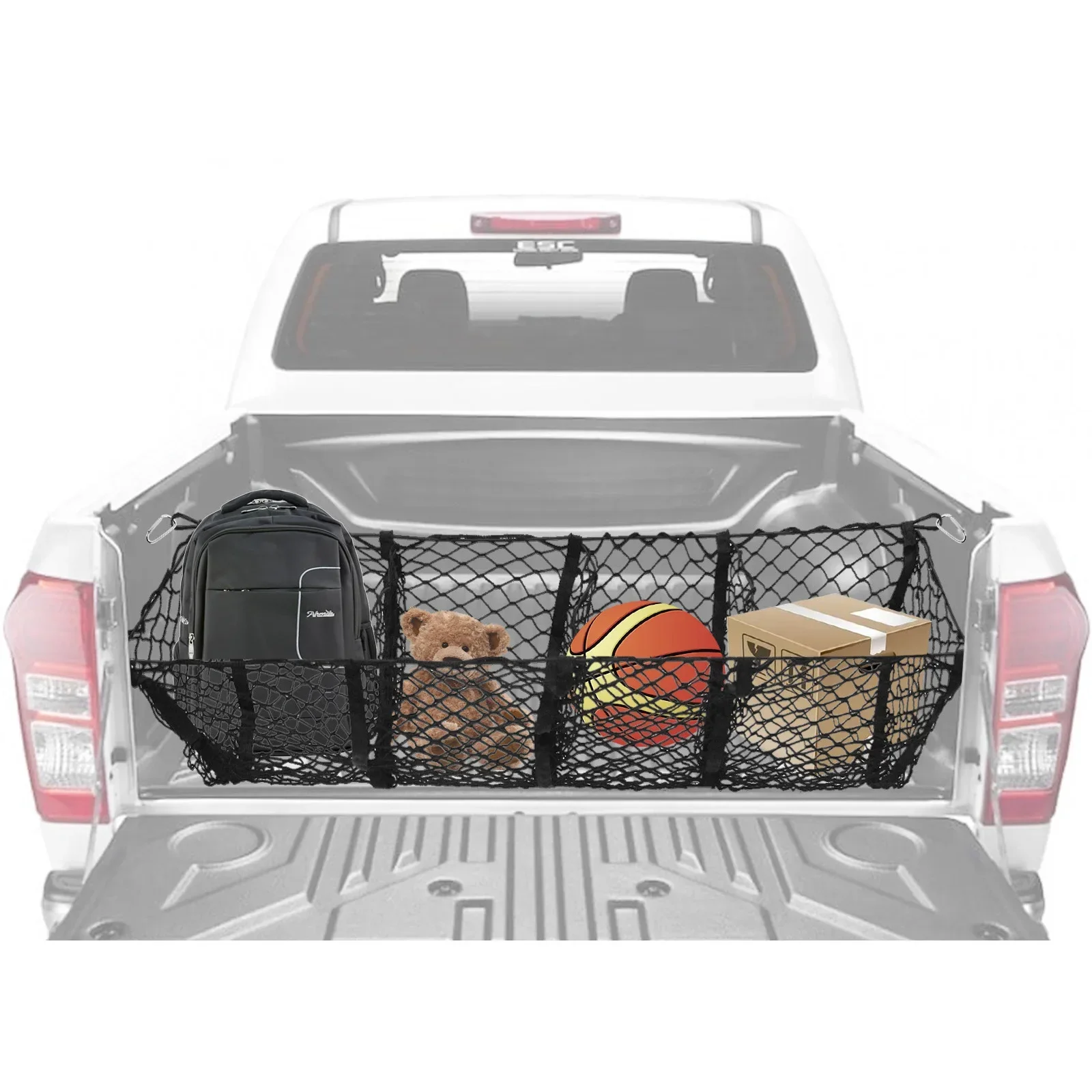 For Isuzu D-Max Dmax 2013-2020 2021 2022 2023 2024  Pickup 3/4 Pocket Cargo Net Trunk Luggage Storage Organiser Mesh Car Tuning