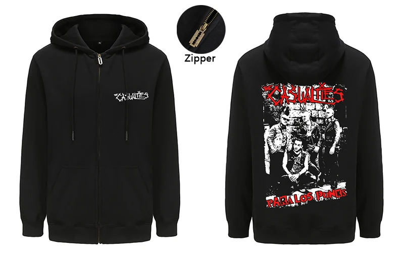 

The Casualties Zipper Hoodie Sweatshirts Mens Fashion Long Sleeve Zip-up Hoody Coats