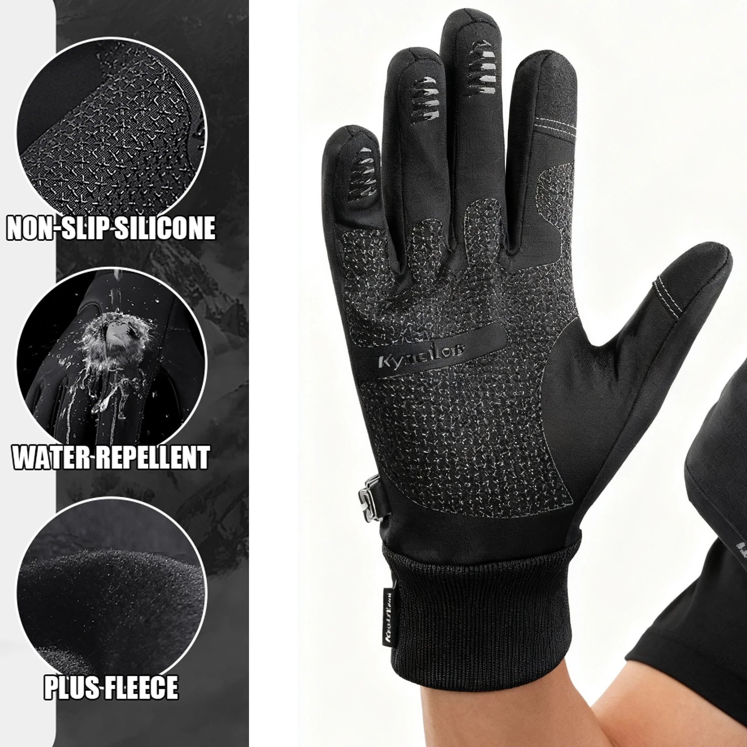 Kyncilor Winter-Fahrradhandschuhe, wasserdicht, Fleece, Samt, Touchscreen, Fahrradhandschuhe zum Angeln, Wandern, Winterhandschuhe