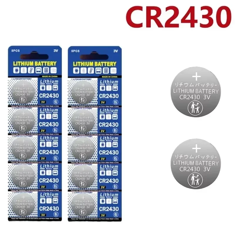 10pcs CR2430 3V Lithium Battery CR 2430 DL2430 BR2430 280mAh Button Coin Batteries for Key Fob Watch Alarm Clock Remote Control