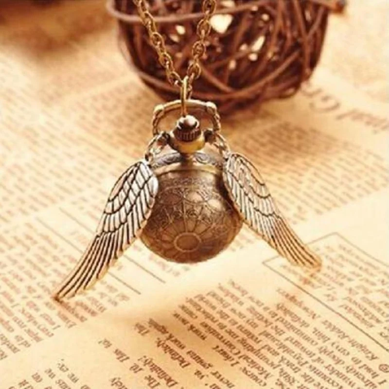 2014 New Spider Mesh Pocket Watch Bronze Tennis Ball With Wings Quartz Necklace Pocket Watch For Lovers Birthday Jewelry Gifts