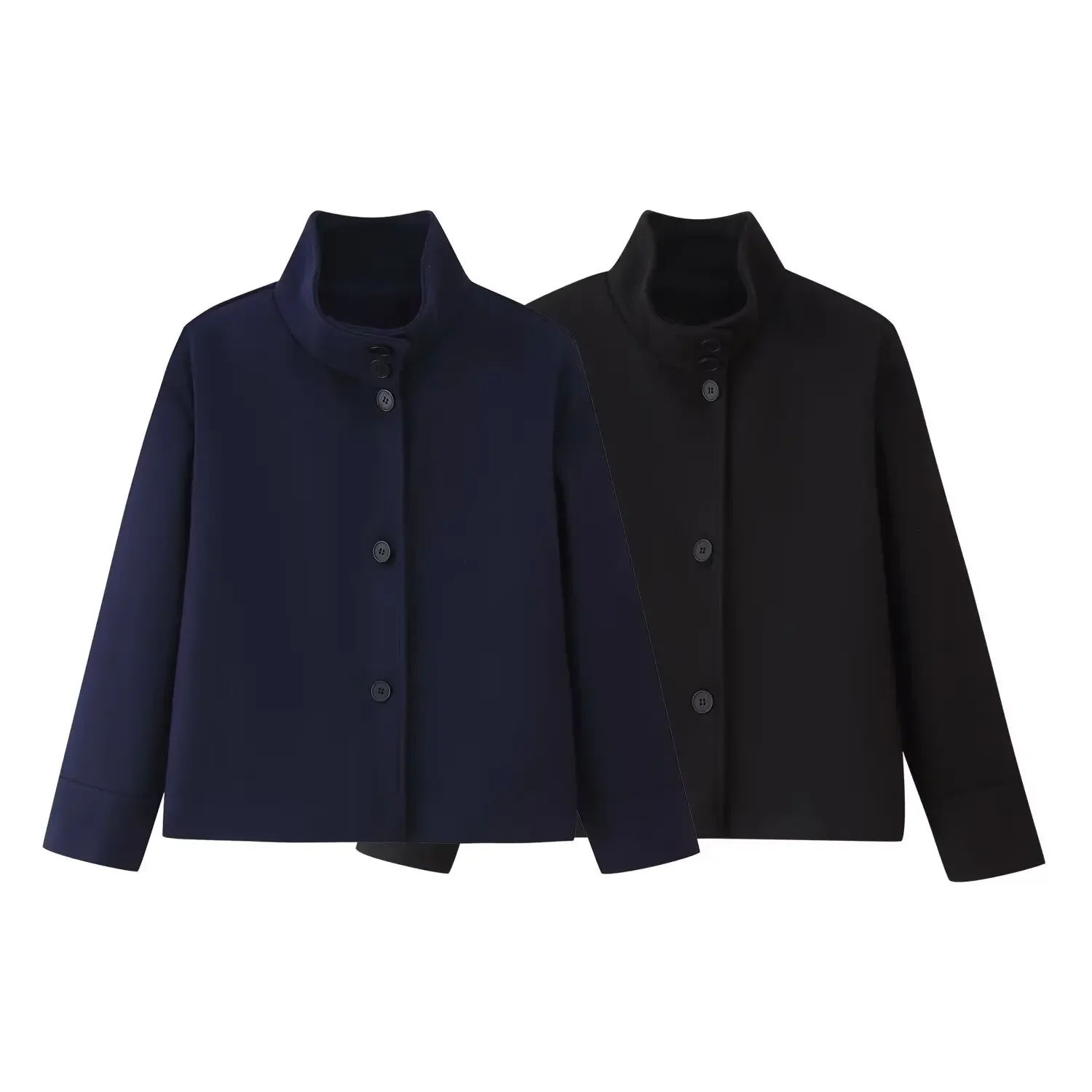 

Autumn New Style Elegant Commuting Women's Coat Loose Short Woolen Jacket Stand Collar Medium Thickness Polyester Fiber