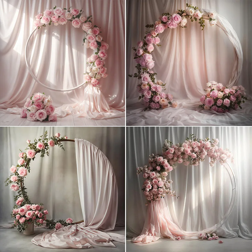 Mehofond Photography Background Boho Rings Floral Curtain Adult Birthday Wedding Maternity Portrait Decor Backdrop Photo Studio