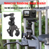 For Insta360 Ace Pro Bicycle Motorcycle Handlebar Mount Bracket for GoPro 12 11 DJI Action 4 3 Holder Action Camera Accessories