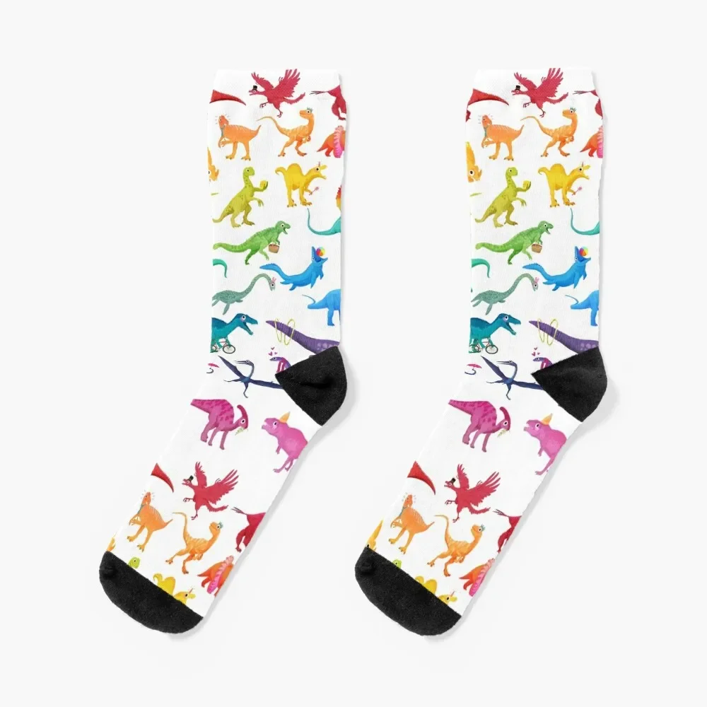 

Rainbow dinos Socks golf New year's custom sports Boy Child Socks Women's