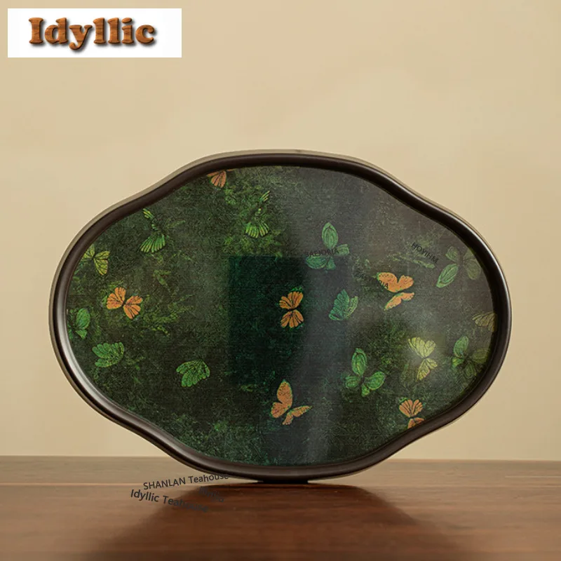 Butterfly Begonia Flower Tea Tray Dessert Candy Tray Coffee Storage Board Sweet Table Decoration Trays Dishes For Serving Teaset