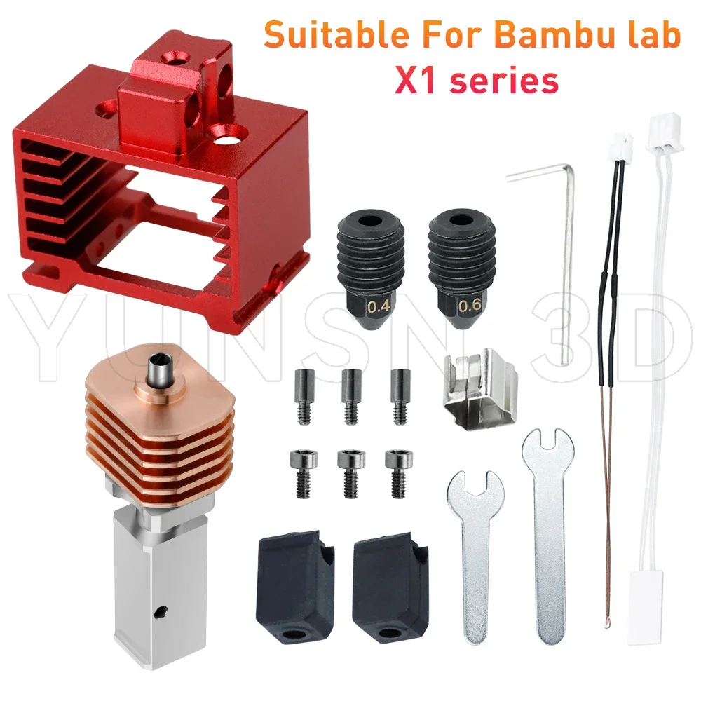YUNSN 3D Für BambuLab P1S P1P X1 X1C Upgrade Hotend Kit Kühlkörper Throat TZ V3.0 Düse Druckkopf Thermistor 3D Drucker Zubehör 6