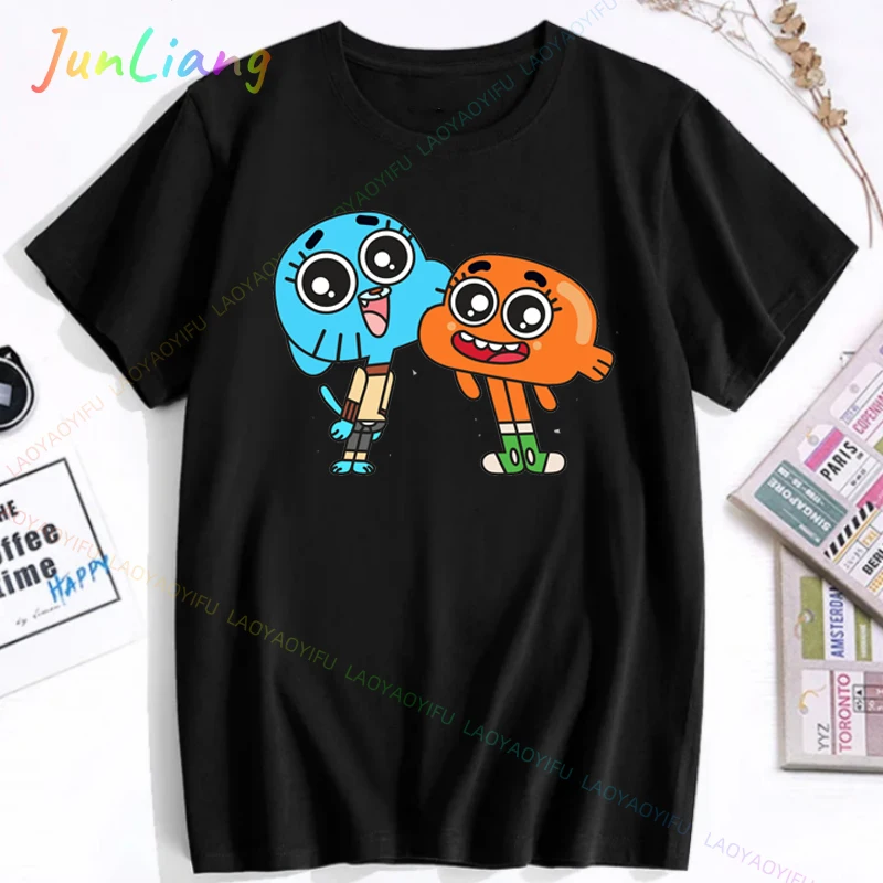 

Funny Korean Amazing World Gumball T-shirt 100% Cotton Boys and Girls Y2k Clothes Short Sleeve Tee Men's Clothing