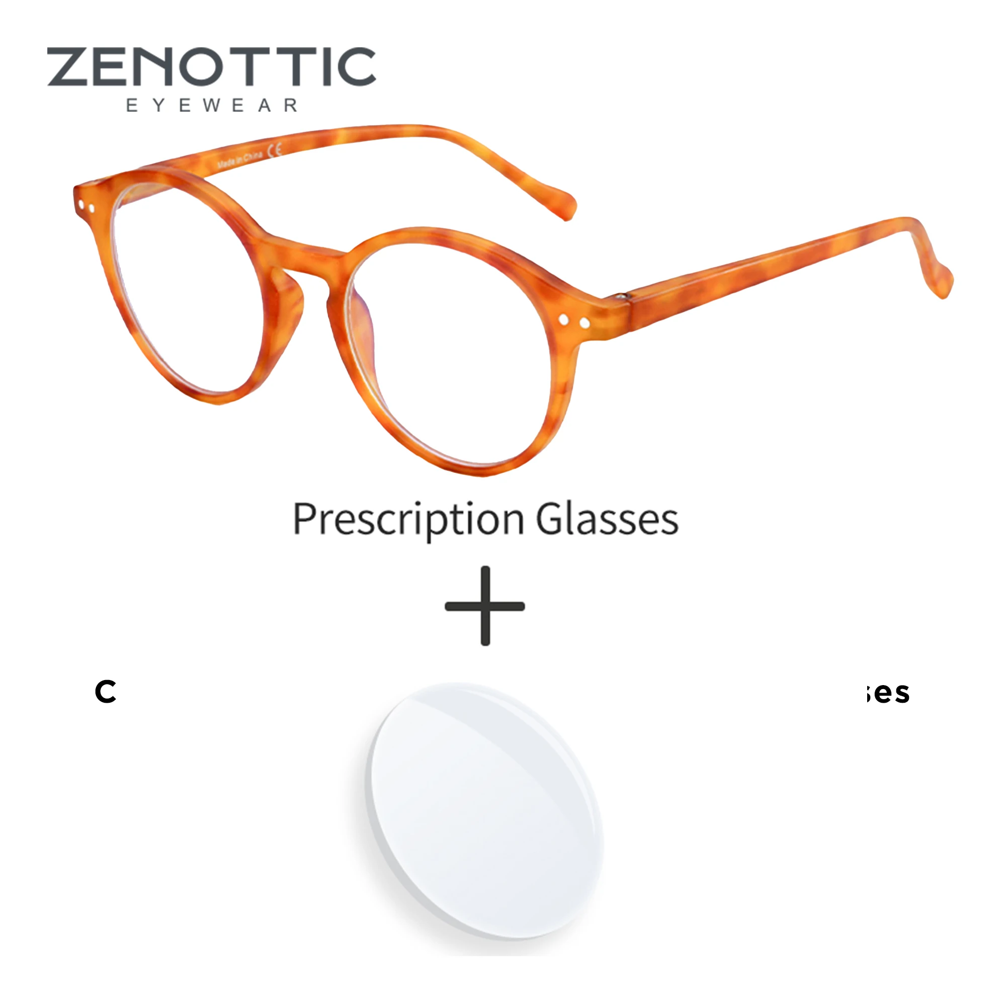 ZENOTTIC خمر النظارات الطبية المستديرة للرجال النساء قصر النظر نظارات قصر النظر اللونية/العدسات البصرية التقدمية