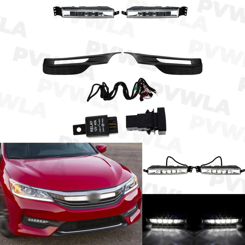 For Honda Accord 2016 2017 US version 1 set of Bumper Fog Light Lamps + Fog lamp frame + Wire + switch + Adapter