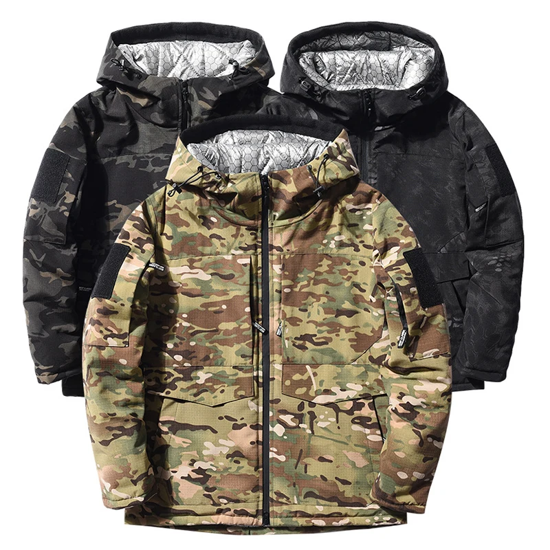 Winter Men's Outdoor Windproof Coat Tactical Fleece Hooded Parka Jacket Camouflage Cotton Padded Thermal Parkas Windbreaker Coat