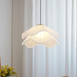 Modern Nordic White Cloth Ceiling Pendant Lights Home Dining Room Bedroom Balcony Lighting Decorate Fabric Chandeliers Fixtures