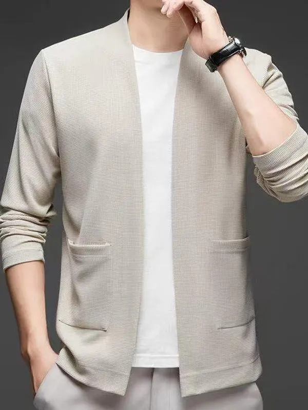 

Trendy Men's Knitted ket Outerwear Lightweight High-End Casual Aalyptic Sle Open Cardigan Winter Faion Youth Clothing