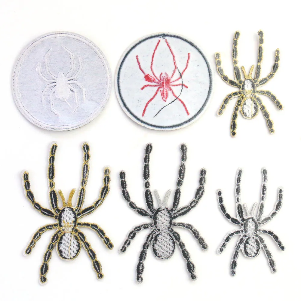 Fine Black Gold Silver Spider Iron On Appliques Patch per ricamo per abbigliamento Animal Iron On Patch On Clothes Sticker