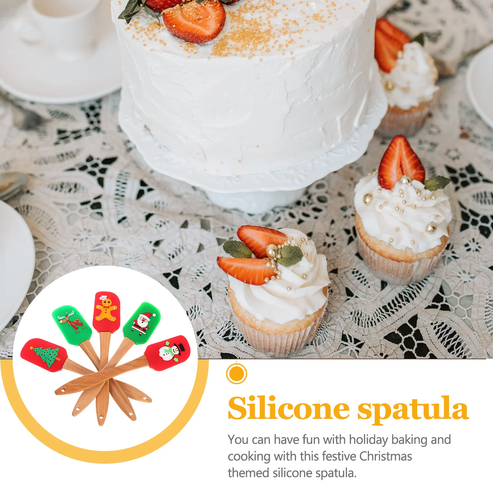 

5Pcs Cream Spatula Kitchen Baking Tools Silicone Spatula Set Smooth Head Non Stick Baking Supply Kitchen Scraper