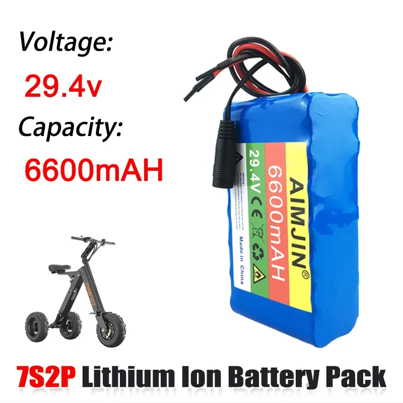 

7S2P 29.4V 6600mAh Li-ion Battery Pack Rechargeable 18650 Lithium ion Battery High Capacity Built-in BMS