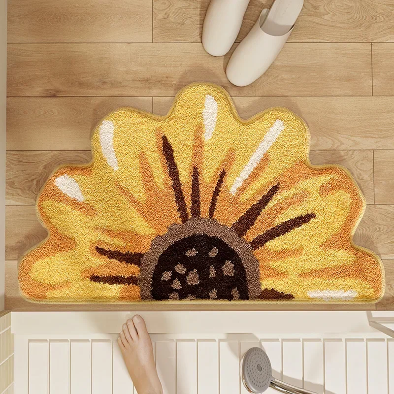 Small Fresh Bathroom Absorbent Floor Mat Imitation Cashmere Household Bathroom Entrance Non-slip Quick-drying Carpet Floor Mat