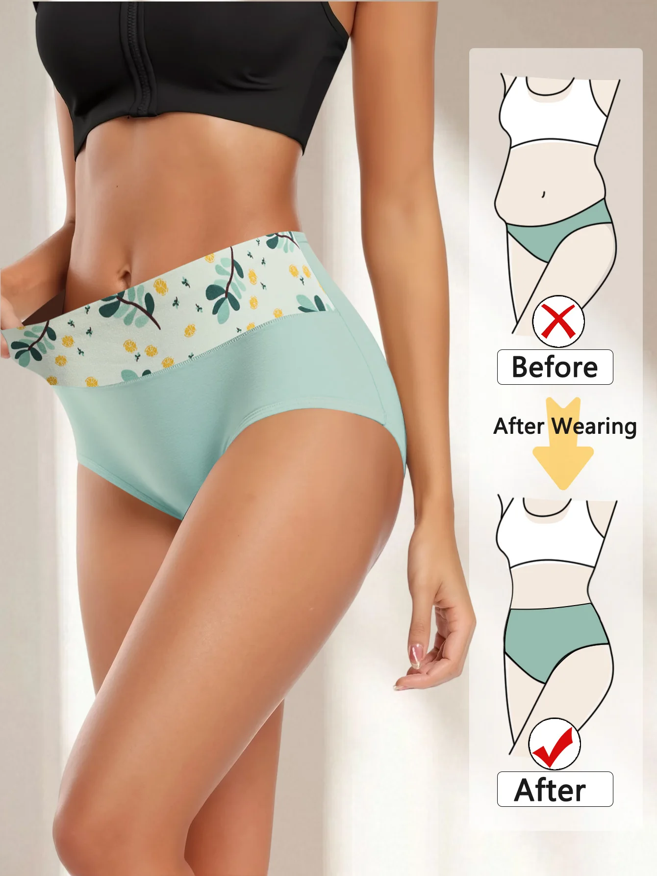4-Pack High-Waist Abdomen Control Women's Underwear Breathable Spring Summer Co… - Image 4