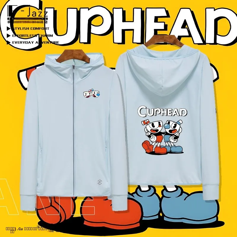 

Cuphead Tea Cup Head Jum Game Cartoon Ice Silk Outerwear Qui Dry Sun Protection Clothes Summer Faionable Men's Clothing