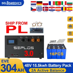 Poland 2A Active Balancer 48V 3.0 Seplos Battery Kits 280AH 304AH Power Bank 15.5KWH Lifepo4 Battery Solar D eye  G rowatt