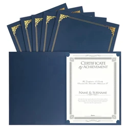 25 PCS Certificate Holders, Diploma Holders Certificate Covers With Gold Foil Border Blue Paper For Letter Size 8.5X11 Inch