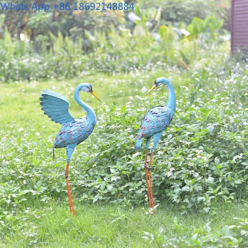Iron Art Flamingo Two-Piece Garden Ornament Set Decorative Courtyard Animal Iron Art Decoration Wedding Props