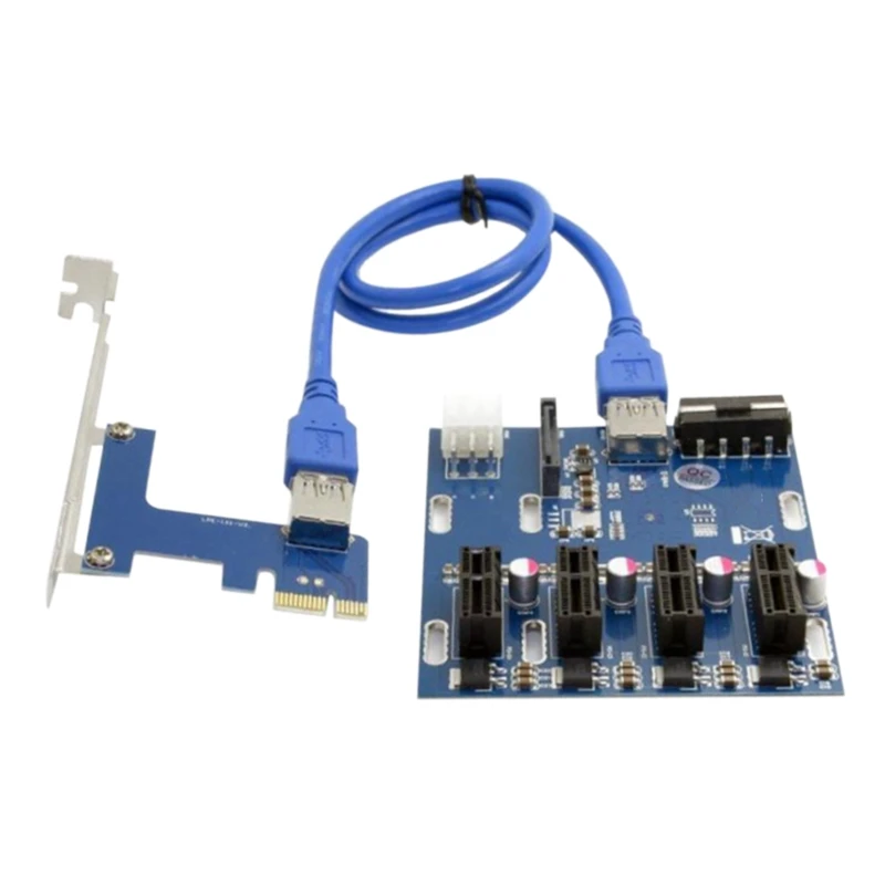 بطاقة علوية مضافة PCI-E 1 إلى 4 PCI Express Riser Card Mini ITX إلى محول فتحة PCI-E خارجي بطاقة مضاعف منفذ Pcie