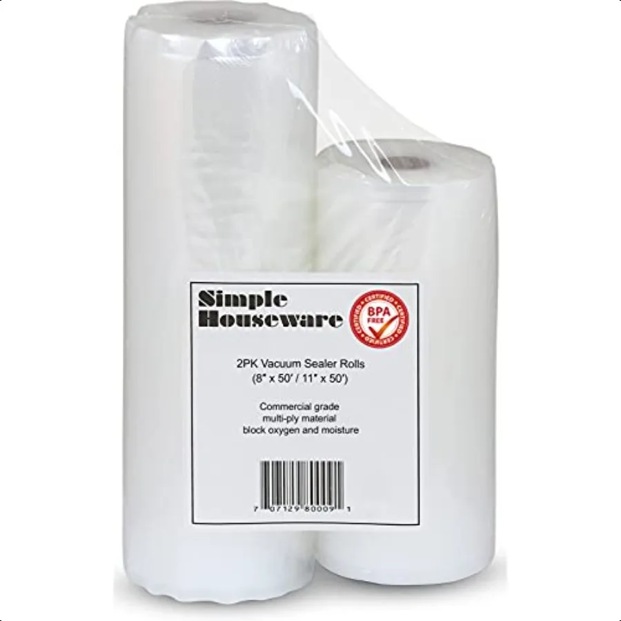 

Vacuum Sealer Bags 11'' x 50' and 8'' x 50' Sous Vide Roll 2Pack