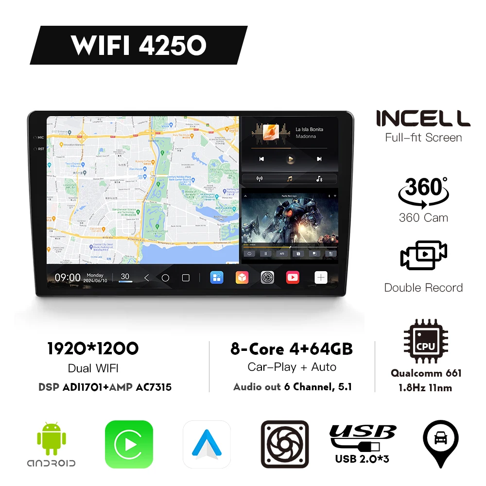 Android 13 Qualcomm Car Radio AM FM RDS Video GPS BT Carplay Auto Radio Car Stereo Touch Screen 2 Din Car DVD Player