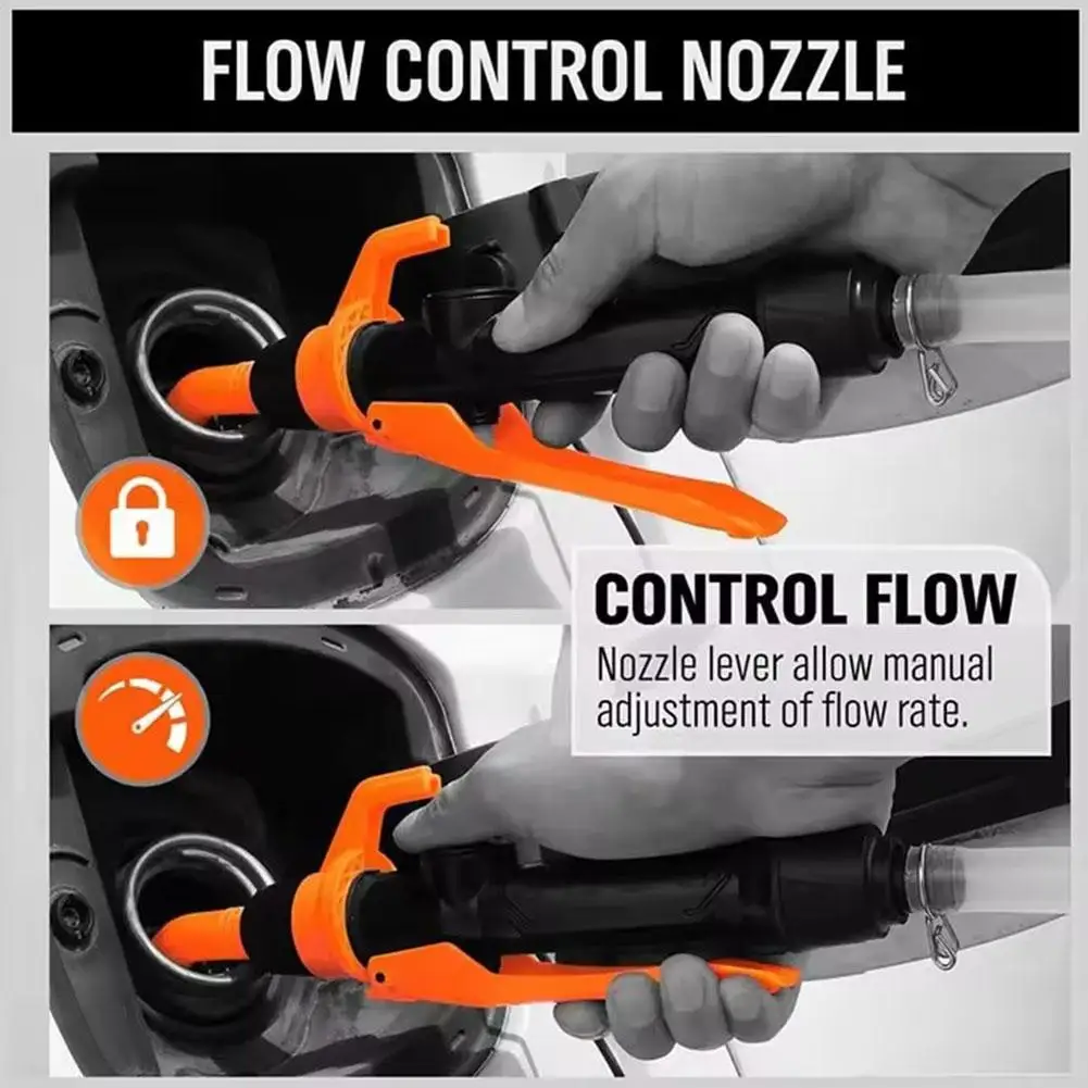 Liquid Transfer Pump Battery Powered Fuel Transfer Suction Pump with With Flow Control Nozzle 2.4 Gallons Per Min Auto Accessory