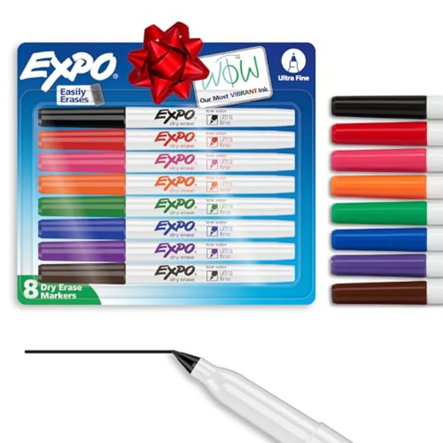 

Dry Erase Markers Low Odor Ink Assorted Colors Ultra Fine Tip 48 Count - Whiteboard Calendar Organization School Supplies Pack
